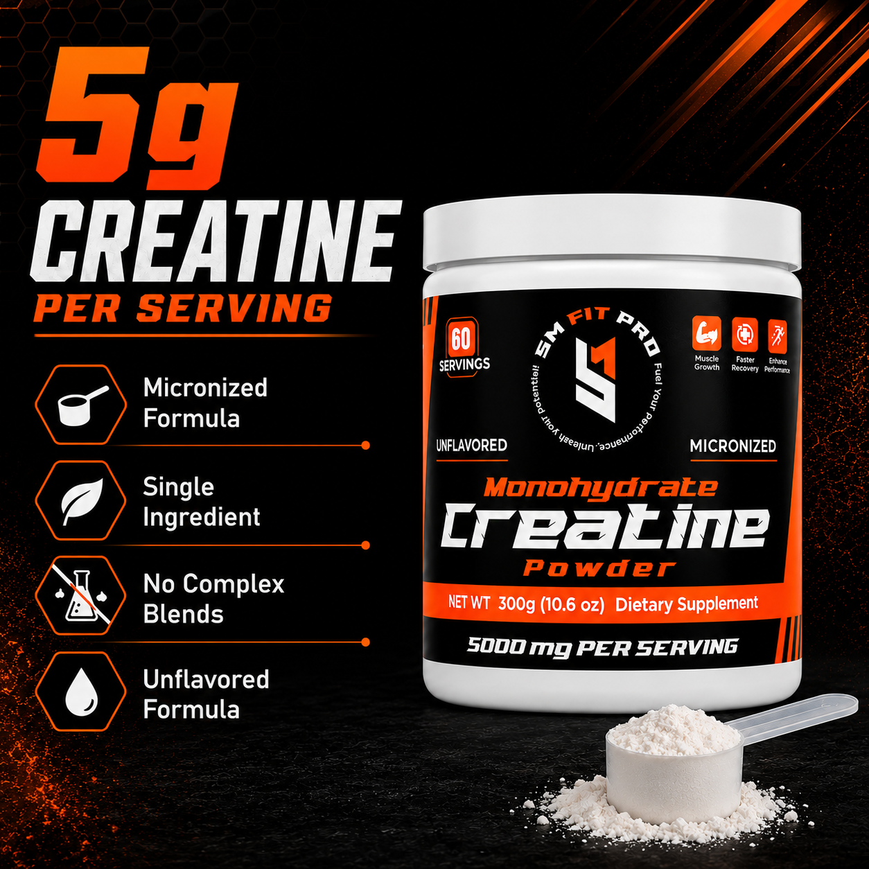 Sm Fit Pro Creatine Monohydrate Powder (60 Servings)