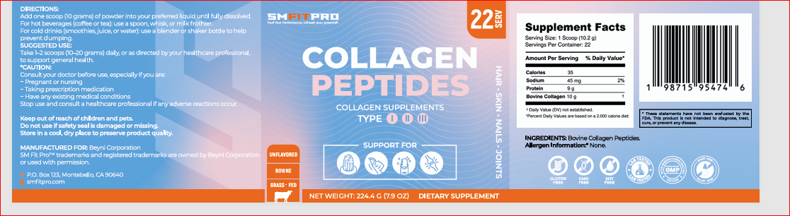 Sm Fit Pro Collagen Peptides Powder Unflavored (22 servings)